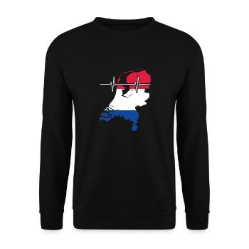 Pays-Bas Herzschlag Flagge Vintage Pays-Bas - Sweat-shirt Unisexe - noir - Devant - Alina (178cm) & Michal (187cm)