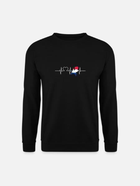 Niederlande Herzschlag Flagge Vintage Niederlande - Unisex Pullover - Schwarz