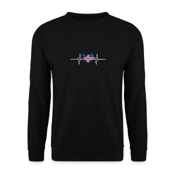 Island Herzschlag Flagge Vintage Island - Unisex Pullover - Schwarz - Vorne - Alina (178cm) & Michal (187cm)