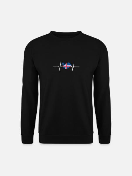 Island Herzschlag Flagge Vintage Island - Unisex Pullover - Schwarz