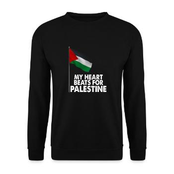 Mon cœur bat pour la Palestine Cadeau amusant - Sweat-shirt Unisexe - noir - Devant - Alina (178cm) & Michal (187cm)
