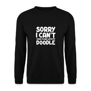Lustiger Doodle Liebesspruch Labradoodle - Unisex Pullover - Schwarz - Vorne - Alina (178cm) & Michal (187cm)