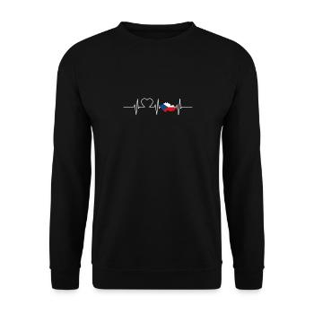 Czech Republic Heartbeat Flag Vintage Czech Republic - Unisex Sweatshirt - black - Front - Alina (178cm) & Michal (187cm)