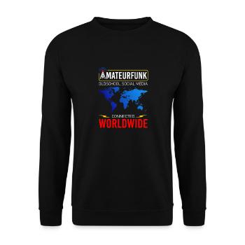 amateur radio, connected with friends worldwide - Unisex Sweatshirt - black - Front - Alina (178cm) & Michal (187cm)