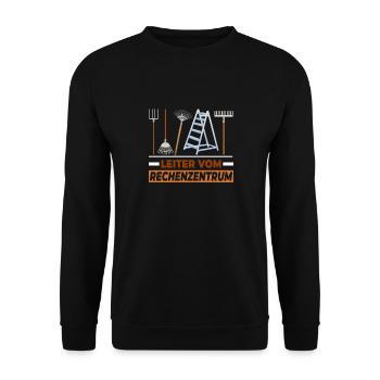 Leiter vom Rechenzentrum Gärtner - Unisex Pullover - Schwarz - Vorne - Alina (178cm) & Michal (187cm)