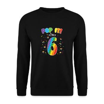Pop It I am 6 years old 6th Birthday Fidget - Unisex Sweatshirt - black - Front - Alina (178cm) & Michal (187cm)