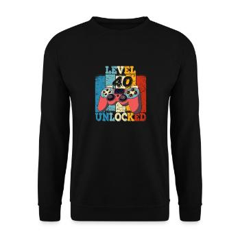 Men's Level 40 Unlocked Birthday Shirt Gamer - Unisex Sweatshirt - black - Front - Alina (178cm) & Michal (187cm)