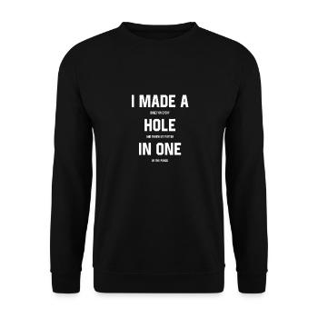 Ich habe ein Hole In One gemacht - Unisex Pullover - Schwarz - Vorne - Alina (178cm) & Michal (187cm)