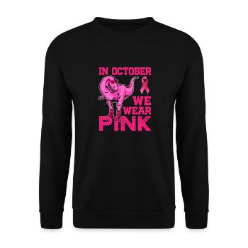 Im Oktober tragen wir Pink - Breast Cancer Awareness - Unisex Pullover - Schwarz - Vorne - Alina (178cm) & Michal (187cm)