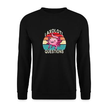 Axolotl. J’ai des questions. Drôle d’axolotl - Sweat-shirt Unisexe - noir - Devant - Alina (178cm) & Michal (187cm)