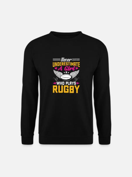 Never Underestimate a Girl Who plays Rugby - Unisex Sweatshirt - black
