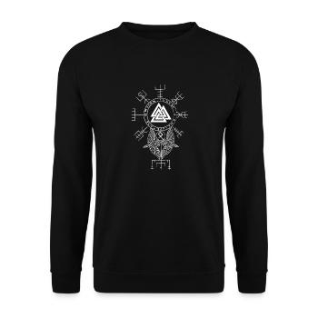 Klassisches Keltischer Wikinger Vegvisir Valknut - Unisex Pullover - Schwarz - Vorne - Alina (178cm) & Michal (187cm)