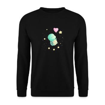 Baby Turtle Floating In Outer Space - Unisex Sweatshirt - black - Front - Alina (178cm) & Michal (187cm)