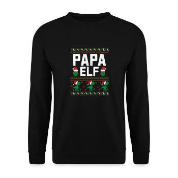 Papa Elf hässlicher Weihnachtspullover - Unisex Pullover - Schwarz - Vorne - Alina (178cm) & Michal (187cm)