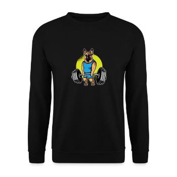 German Shepherd Weightlifting I Deadlift Fitness I - Unisex Pullover - Schwarz - Vorne - Alina (178cm) & Michal (187cm)
