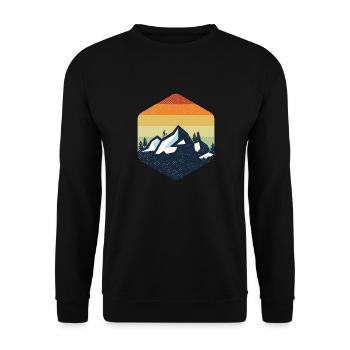 Vintage Mountain Retro - Unisex Sweatshirt - black - Front - Alina (178cm) & Michal (187cm)