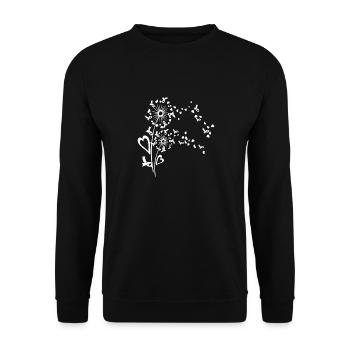 Blume Mit Herzen Für Das Bewusstsein Für - Unisex Pullover - Schwarz - Vorne - Alina (178cm) & Michal (187cm)