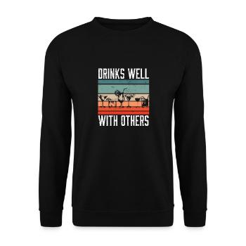 Citation Buveur d’alcool boit bien avec d’autres - Sweat-shirt Unisexe - noir - Devant - Alina (178cm) & Michal (187cm)