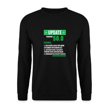 50 Jahre alt 50 Jähriger Update Version 50.0 50. - Unisex Pullover - Schwarz - Vorne - Alina (178cm) & Michal (187cm)