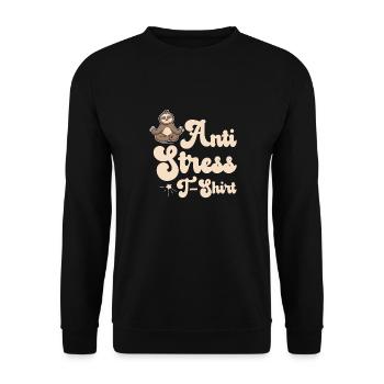 Anti-Stress T-Shirt mit Faultier - Unisex Pullover - Schwarz - Vorne - Alina (178cm) & Michal (187cm)