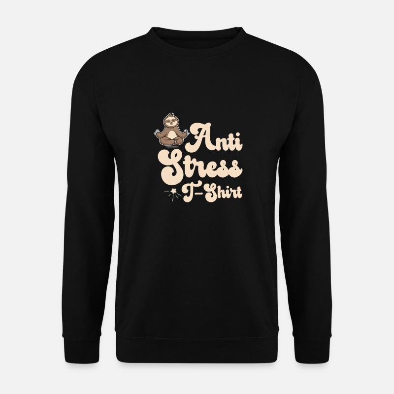 Anti-Stress T-Shirt mit Faultier - Unisex Pullover - Schwarz