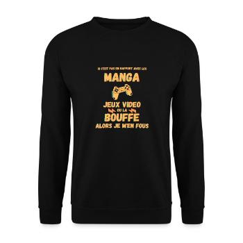 Manga jeux video bouffe ado console anime geek - Sweat-shirt Unisexe - noir - Devant - Alina (178cm) & Michal (187cm)