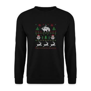 Joy Deer hässlicher Weihnachtspullover - Unisex Pullover - Schwarz - Vorne - Alina (178cm) & Michal (187cm)