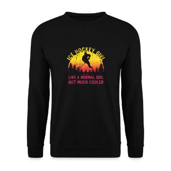 Ice Hockey Girl Sunset Eishockey Definition Sport - Unisex Pullover - Schwarz - Vorne - Alina (178cm) & Michal (187cm)