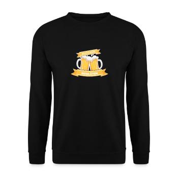 Richtig einen Reinlöten Saufen Bier Lustig logo - Unisex Pullover - Schwarz - Vorne - Alina (178cm) & Michal (187cm)