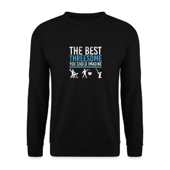 Drinking Games Booze Lustig Festival Beer Threesome - Unisex Sweatshirt - black - Front - Alina (178cm) & Michal (187cm)
