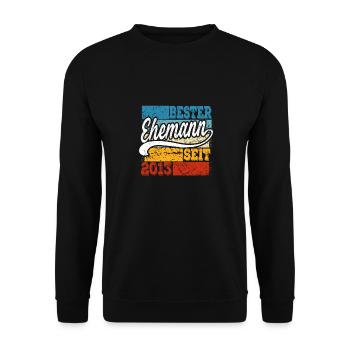 Bester Ehemann seit Jahr 2013 Hochzeitstag - Unisex Pullover - Schwarz - Vorne - Alina (178cm) & Michal (187cm)