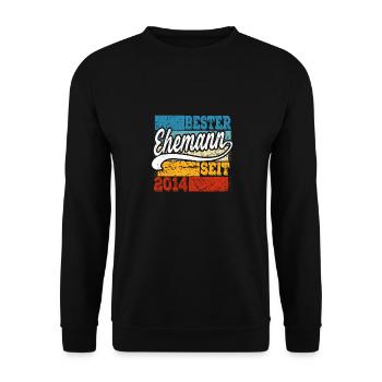 Bester Ehemann seit Jahr 2014 Hochzeitstag - Unisex Pullover - Schwarz - Vorne - Alina (178cm) & Michal (187cm)