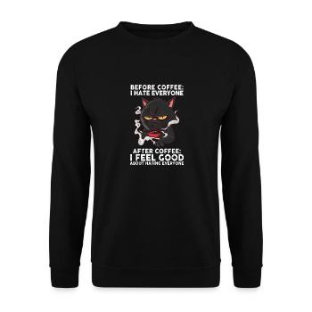 Avant le café, je déteste tout le monde après le café - Sweat-shirt Unisexe - noir - Devant - Alina (178cm) & Michal (187cm)