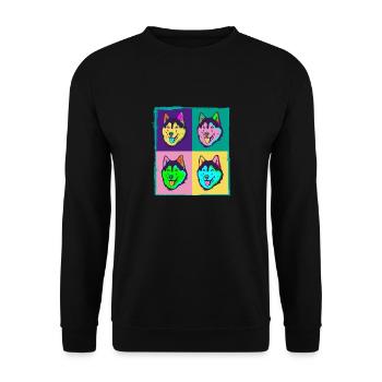 Dog Lover I Pop Art Husky Sibérien - Sweat-shirt Unisexe - noir - Devant - Alina (178cm) & Michal (187cm)