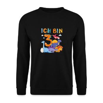 3. Geburtstag Ich Bin 3 Dinosaurier T-Rex Dino - Unisex Pullover - Schwarz - Vorne - Alina (178cm) & Michal (187cm)