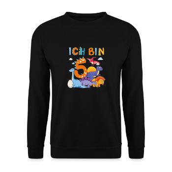 5. Geburtstag Ich Bin 5 Dinosaurier T-Rex Dino - Unisex Pullover - Schwarz - Vorne - Alina (178cm) & Michal (187cm)