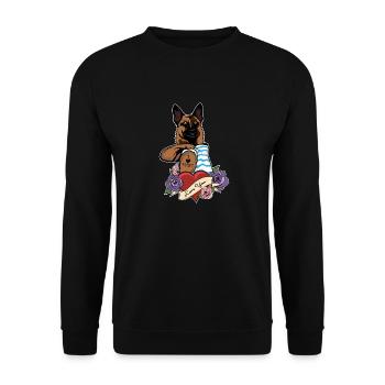 I Love Mom Tattoo I Belgian Malinois Mom - Unisex Pullover - Schwarz - Vorne - Alina (178cm) & Michal (187cm)