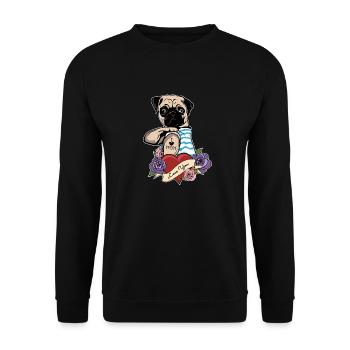 I Love Mom Tattoo I Pug Mom - Unisex Sweatshirt - black - Front - Alina (178cm) & Michal (187cm)