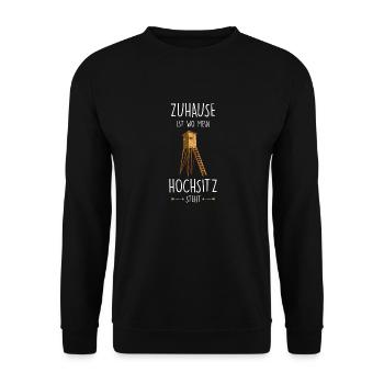 Home is where my high stands Hunter Hunting Forest - Unisex Sweatshirt - black - Front - Alina (178cm) & Michal (187cm)