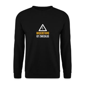 Elektriker - Widerstand Zwecklos - Unisex Pullover - Schwarz - Vorne - Alina (178cm) & Michal (187cm)