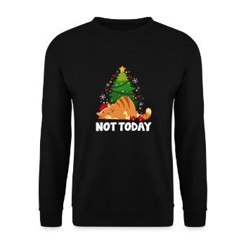 Frohe Weihnachten Katze - Unisex Pullover - Schwarz - Vorne - Alina (178cm) & Michal (187cm)