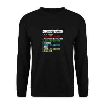 Ma journée parfaite jeux vidéo de gamer - Sweat-shirt Unisexe - noir - Devant - Alina (178cm) & Michal (187cm)