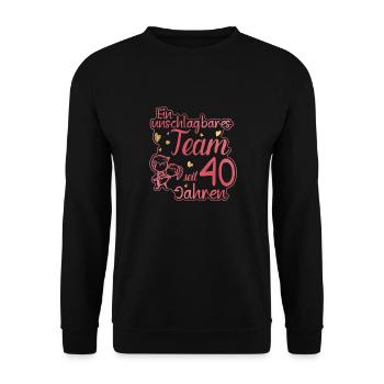 Ein perfektes Team seit 40 Jahren Hochzeitstag - Unisex Pullover - Schwarz - Vorne - Alina (178cm) & Michal (187cm)