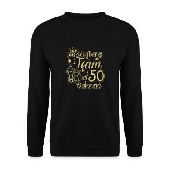 Ein perfektes Team seit 50 Jahren Hochzeitstag - Unisex Pullover - Schwarz - Vorne - Alina (178cm) & Michal (187cm)