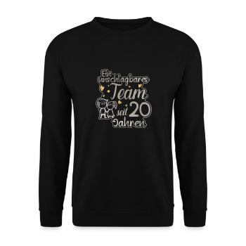 Ein perfektes Team seit 20 Jahren Hochzeitstag - Unisex Pullover - Schwarz - Vorne - Alina (178cm) & Michal (187cm)