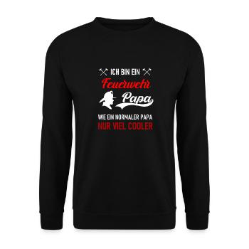 Feuerwehr Papa - Unisex Pullover - Schwarz - Vorne - Alina (178cm) & Michal (187cm)