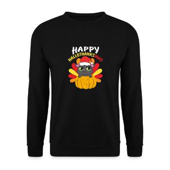 Happy Halloween Christmas - Unisex Sweatshirt - black - Front - Alina (178cm) & Michal (187cm)