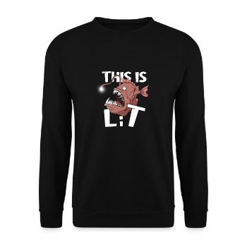 Ceci est éclairé Pêcheur Pêcheur Amateur de pêche Pêcheur - Sweat-shirt Unisexe - noir - Devant - Alina (178cm) & Michal (187cm)