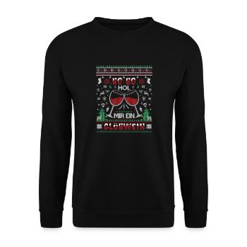 Weihnachten Glühwein - Unisex Pullover - Schwarz - Vorne - Alina (178cm) & Michal (187cm)