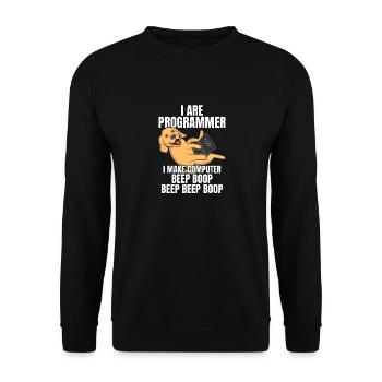 I Are Programmer Computer Beep Boop IT Hund - Unisex Pullover - Schwarz - Vorne - Alina (178cm) & Michal (187cm)